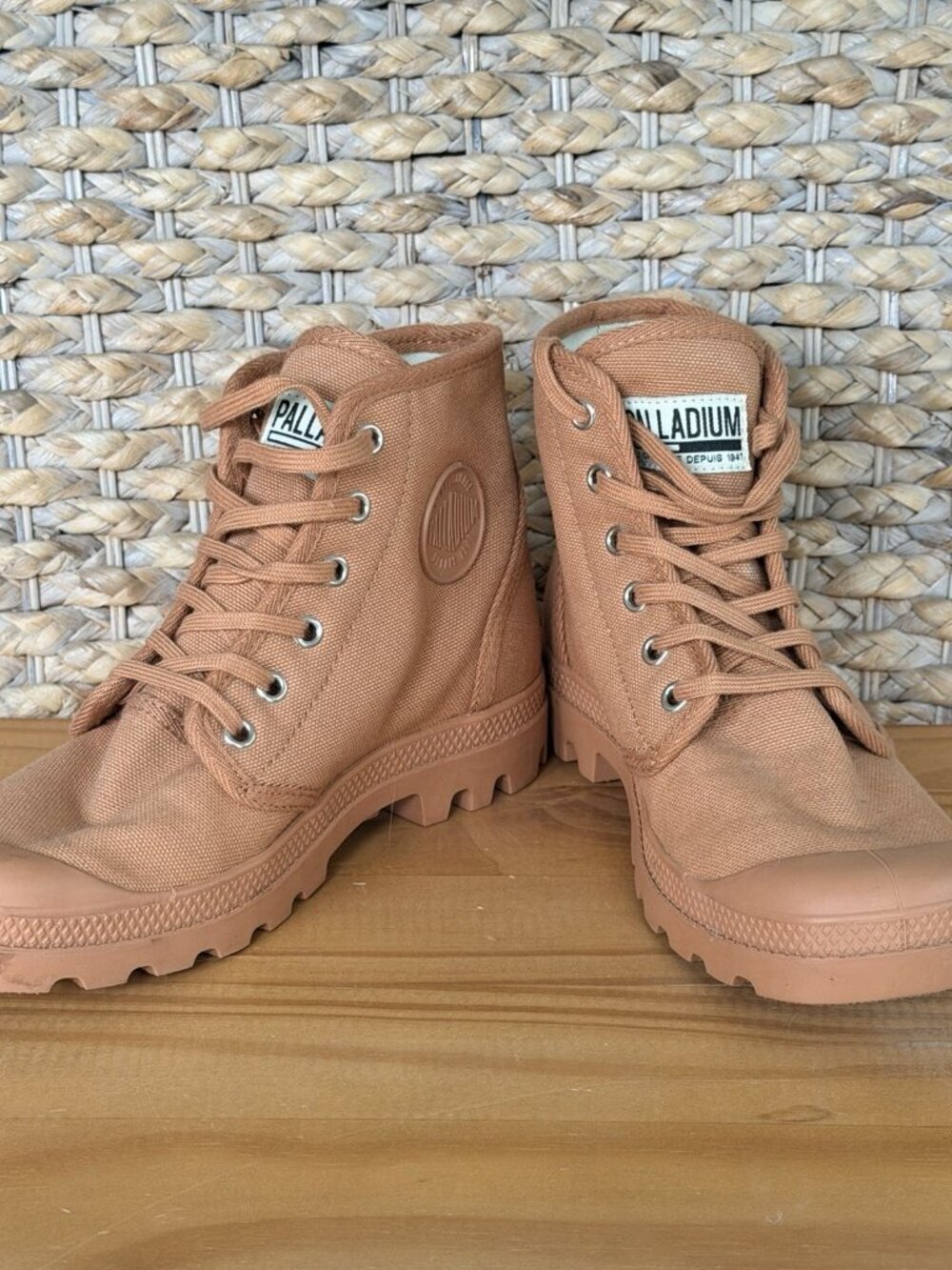 Palladium Twill Women’s 7.5 Men 6 Brown Platform Ankle Boots Cabincore Outdoor